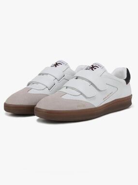 Talia’s Women’s White and Beige Low-top Double Velcro Sneakers